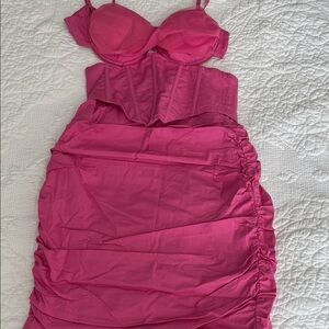 Oh Polly Hot Pink Ruched Mini Dress